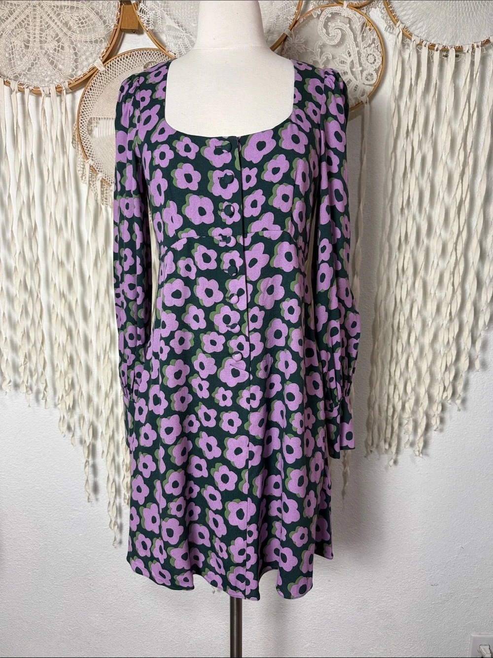Kate Spade Flaire Flora Fluid Mini Dress in Lilac and Green Floral Print Size 2